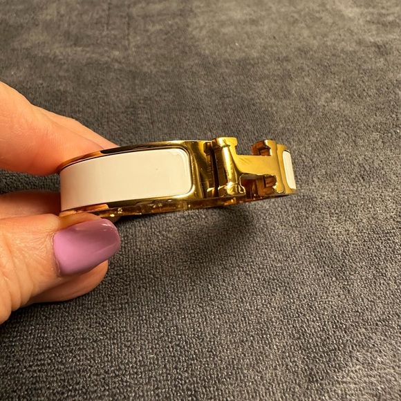 Hermes Gold and White Clic H Bracelet - Picture 9 of 11